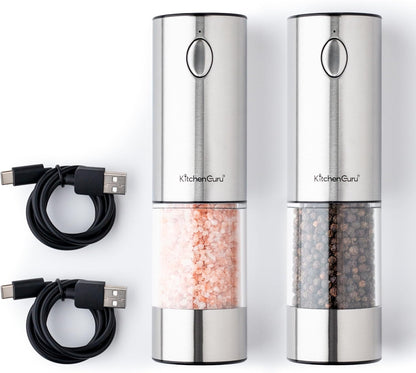 Premium Rechargeable Electric Salt and Pepper Grinder Set