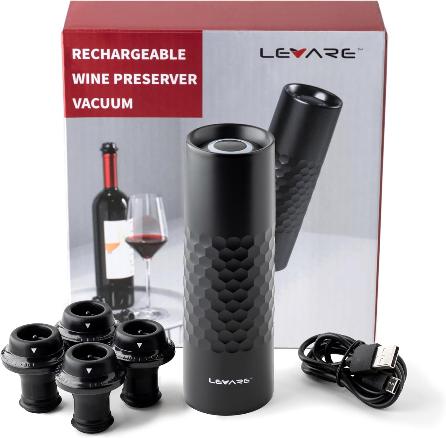 Rechargeable Wine Saver Vacuum Pump Sealer - USB-C Charger