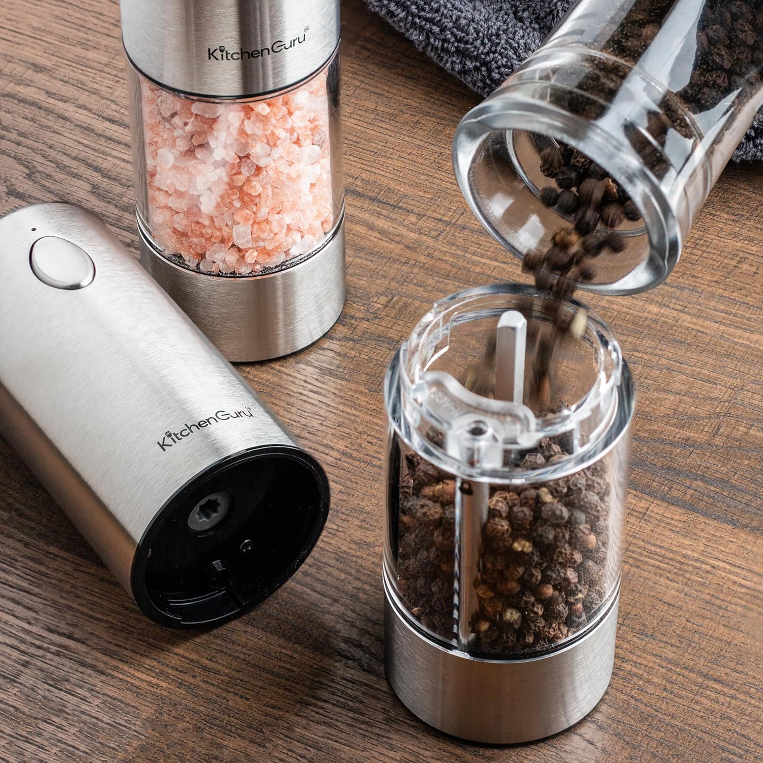 Premium Rechargeable Electric Salt and Pepper Grinder Set