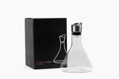 Wine Decanter with Stainless Steel Aerator Pourer Lid - Clear Color