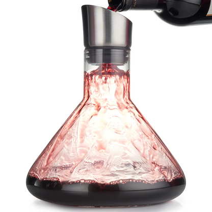 Wine Decanter with Stainless Steel Aerator Pourer Lid - Clear Color